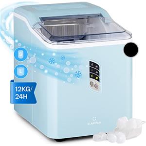 Klarstein Macchina Ghiaccio, Macchina per il Ghiaccio da 1.5L, Macchina del Ghiaccio per Cucina, Eroga 12kg di Ghiaccio a Cubetti di Grandi e Piccole Dimensioni, Macchina Ghiaccio Casa Autopulente