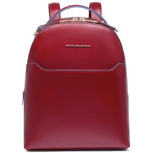 PIQUADRO - Zaino in Pelle Capiente da Trekking - Pelle Premium - Colore Rosso - Uomo