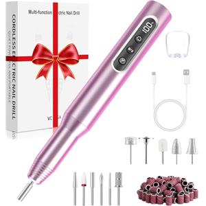 Swetfela Fresa per unghie Professionale 45000 giri/min, Set manicure, pedicure, batteria senza fili, lima elettrica per unghie con 12 accessori per la cura delle unghie, cura dei piedi, elettrico a 6 velocità