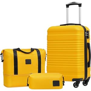COOLIFE Set di Valigie Rigida 3 Pezzi, Set Valigie con Borsone da Viaggio Espandibile Palestra e Borsa da Toilette, Valigia con 4 Rotelle Girevoli a 360° TSA Serratura