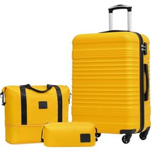COOLIFE Set di Valigie Rigida 3 Pezzi, Set Valigie con Borsone da Viaggio Espandibile Palestra e Borsa da Toilette, Valigia con 4 Rotelle Girevoli a 360° TSA Serratura
