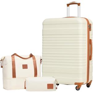 COOLIFE Set di Valigie Rigida 3 Pezzi, Set Valigie con Borsone da Viaggio Espandibile Palestra e Borsa da Toilette, Valigia con 4 Rotelle Girevoli a 360° TSA Serratura