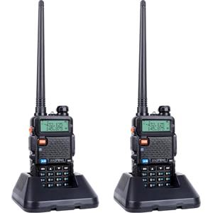 RKK Walkie Talkie Ricaricabile, 144-146/430-440 MHz, 128 Canali, VOX, CTCSS/DCS, UHF, VHF, FM,Radio Batteria Da 1800 MAh, Portata Massima Di Conversazione 5-8 Km Professionali Con Auricolare 2Pcs