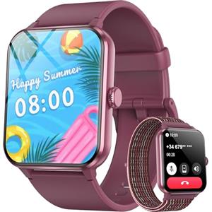 Baolubao Smartwatch Donna, 1.85" Smartwatch con Effettua/Risposta Chiamate, 100+ Sportive Smart Watch con 2cinturini/Cardiofrequenzimetro/Sonno, IP68 Impermeabile Fitness Tracker per iOS Android