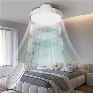 GONEO Senza Pale Silenzioso Ventilatore da Soffitto con Luce e Telecomando 60W Lampadario Ventilatore Motore DC Luminosità e 3 Temperatura Colore Regolabili 6 Velocità Timer Memoria RA97 per Camera da Letto