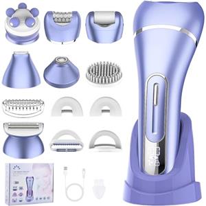 Focenat 7 In 1 Rasoio elettrico donna,Epilatore elettrico donna,Depilatore corpo donna,Rasoio donna parti intime,Rasoio Parti Intime Donna,Impermeabile IPX7,Display LCD,per Braccia Zona Bikini (Lila)