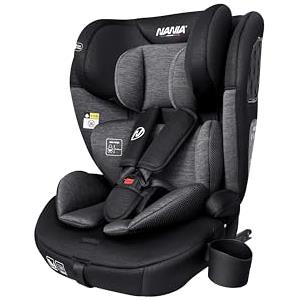 nania Seggiolino auto Nania Milano ISOFIX 76-150 cm, Gruppo 1/2/3 da 9 a 36 kg, da 15 mesi a 12 anni, Poggiatesta regolabile con 12 livelli di regolazione, Protezione laterale,Portabicchieri