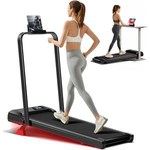 CURSOR FITNESS CURSOR Tapis Roulant con Inclinazione 15%, Tapis Roulant Salvaspazio Elettrico 1-8KM/H, Walking Pad con Motore Silenzioso da 2,5 HP e Tripla Ammortizzazione, Max. Carico Massimo 136KG