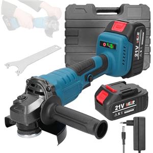 Weytoll Smerigliatrice Angolare a Batteria125, 21V Smerigliatrice Angolare Motore Brushless con Batterie 2 * 1300mAh per Tagliare e Lucidare Piastrelle di Ceramica, Legno, Pietra e Acciaio