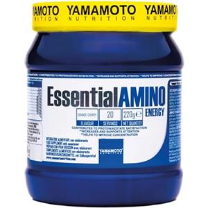 YAMAMOTO NUTRITION Essential AMINO ENERGY 220 gr, Integratore di Amminoacidi Essenziali EAA e BCAA 2:1:1, Pre-Workout con Caffeina per la Massima Energia, Gusto Arancia e Ciliegia