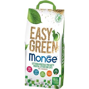 Monge Easy Green Lettiera Vegetale 10L - 100% Ecologica e Biodegradabile, Assorbente e Agglomerante per Gatti, Furetti e Rettili