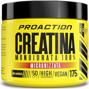 ProAction Creatina Monoidrata in Polvere | 100% Creatina Monoidrato Pura per Forza, Energia & Resistenza | Solubile & Senza Additivi | Aumento della Massa Muscolare | 50 Porzioni