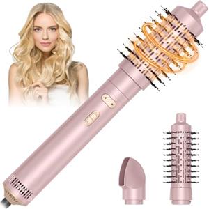 Anluomafuy Spazzola Asciugacapelli,Spazzola Ad Aria Calda 800W,Spazzola Rotante per Capelli,3 in 1 Phon Capelli Ionica,2 Temperature + 2 Velocità,Arricciacapelli per Volumizzante,Lisciante (Rosa)