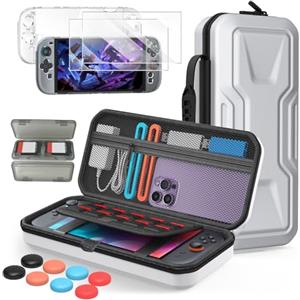 FYOUNG Custodia per il trasporto di accessori tutto in uno per Nintendo Switch 2 2025 con 10 slot per carte da gioco, per giochi Game Boy Advance, bianco