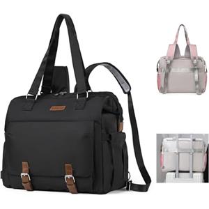 Fexkean Borsa Fasciatoio con per Fasciatoio,Borsa a Tracolla Multifunzione Impermeabile Pannolini da Viaggio per Mamma e Papà,Zaino Cambio(T3039-Black)