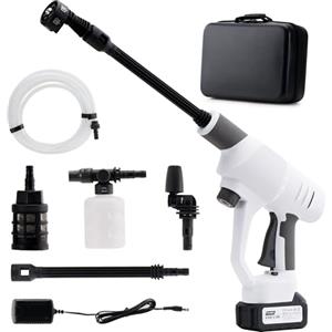 Trisruvian Idropulitrice Portatile a Batteria: 200Bar 4.0Ah 21V Alta Pressione Senza Fili con Ugello 6 in 1 per Lavaggio Auto/Bici/Moto e Pulizia Facciate Giardino Piscine
