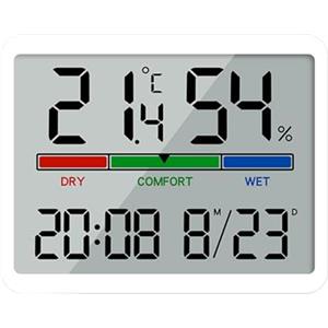 CQEAZ Atomic Clock Orologio digitale da parete con grande display, rilevamento di data e temperatura, umidità per casa e ufficio, funzionamento a batteria