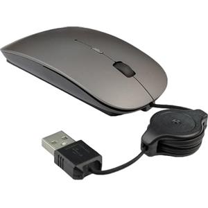 Generic Mouse telescopico muto, mouse del computer Mouse silenzioso Mini Mouse Mouse filo USB Mouse con cavo retrattile per computer portatile Notebook (Grigio)