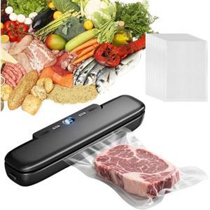 PORFOYO Macchina Sottovuoto Alimenti: Macchina per Sottovuoto per Alimenti Con Digitale a LED Visibile, Macchina Sottovuoto Con 10 Sacchetti Sottovuoto, Sigillatrice Sottovuoto Automatica per Alimenti