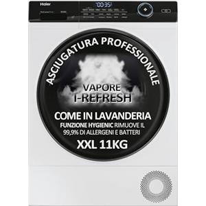 Haier I-Pro Serie 5 Asciugatrice 11 Kg, Libera Installazione, Carica Frontale, Classe C, 11 programmi, Partenza Programmabile, Vapore, AxLxP 85x59,6x65 Bianca - HD110-A3959E-IT