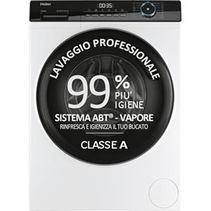 Haier I-Pro Serie 3, Lavatrice a carica frontale 9 KG, Libera Installazione, Classe A, 1400 giri, Opzione Vapore, 15 programmi, Partenza Ritardata, AxLxP 85x60x67 cm, Bianca - HW90-BP14939-S