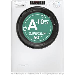 Candy Smart Pro Inverter Lavasciuga Slim 7+4 Kg, Libera Installazione, 1400 Giri, Classe A, Programmi Rapidi, App hOn, Programma Vapore, AxLxP 89x60x45, Bianca - CSOW 4746TWMB5-S