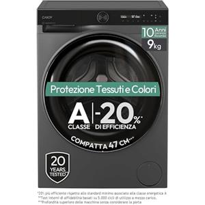 Candy ProWash 700 Lavatrice 9 Kg, Libera Installazione, Carica Frontale, Classe A-20%, 1400 Giri, 16 Programmi, 72 dB, Connessa, Funzione Partenza ritardata, AxLxP 85x60x52,2 cm, Antacite - BS 49SB8G