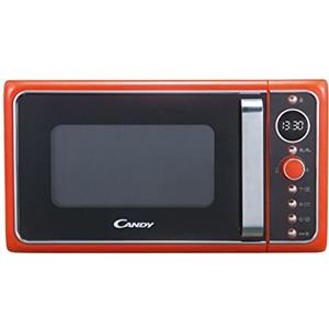 Candy DIVO G25CO Forno Microonde con Grill, 25 Litri, 900W, Funzione Crisp, Piatto rotante in vetro, Libera Installazione, 48.3x42.5x28.1 cm, Stile Vintage, Arancione