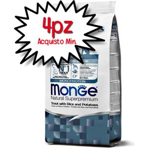 MONGE CANE CROCCHETTA ALL BREEDS PUPPY & JUNIOR TROTA con RISO e PATATE 12 KG [PREZZO A CONFEZIONE - acquisto min. 4 confezioni]