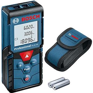 Bosch Professional Metro Laser Distanziometro Laser GLM 40 (con funzione di memorizzazione, campo di misurazione: 0,15 - 40 m, 2 pile da 1,5 V, custodia protettiva)