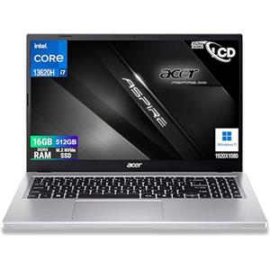 acer Notebook Aspire Silver Intel Core i7-13620H 13Th Raptor Lake, 10Core, Display FullHD 15,6, RAM 16Gb DDR5 5200Mhz, SSD PCIe NVMe 512 Gb, Wi-Fi6, BT, 2 usb, 2 USB type-c, Windows 11, Configurato