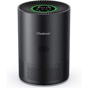 Chuboor Purificatore d'aria anallergico, filtro dell'aria HEPA contro muffa, polvere e peli di animali 185 m³/h CADR per camera da letto fino a 110 m², indicatore di qualità dell'aria, modalità auto