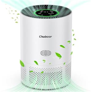 Chuboor Purificatore d'aria anallergico, filtro dell'aria HEPA contro muffa, polvere e peli di animali 185 m³/h CADR per camera da letto fino a 110 m², indicatore di qualità dell'aria, modalità auto