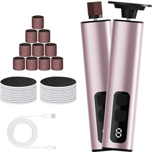 TECKZOON 2-in-1 Rimuovi-calli Elettrico Senza Fili, 9 Velocità Ricaricabile Set per Pedicure e Manicure con Testine Intercambiabili per Cura di Mani e Piedi