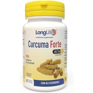 LongLife® Curcuma Forte | Titolata al 95% in curcuminoidi e oli essenziali | Con Ar-turmerone | Formula brevettata 7 volte più biodisponibile | Fino a 2 mesi di trattamento | Senza glutine e vegano