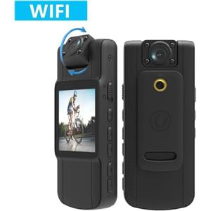 JOJIDE Bodycam, 1080p Mini Body Camera Videocamera Angolo 180 ° Obiettivo ruotabile con for conferenza di servizio di registrazione giornaliera(Without TF Card,1080P with WIFI)