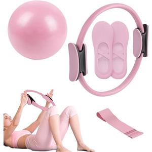 Generico Kit Pilates Completo X Casa, Pilates Essential Kit, Attrezzi Pilate per Casa, Pilate Accessoris Donna Kits, Anello Pilatestonificante, SetPilates Yoga con Fascia Elastica, Palla, calzinis