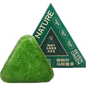 Sentechx Barretta Shampoo Nature Triangle, Shampoo Solido Naturale con Foglie di Cipresso e Erba Usman, Sapone Verde Erba per la Cura dei Capelli per Donne e Uomini