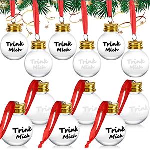 Nuenen Palline di Natale Riempibili di Liquore Whisky Palline Alcoliche Bottiglia Sferica Natalizia in Plastica Sfere da Riempire con Alcol Ornamento di Lampadine Trasparente da 50 ml per Decorazioni (12)