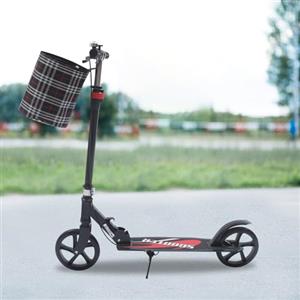Gqouur Monopattino pieghevole per adulti, 200 mm, portata 150 kg, con cestino e freno a mano, per adulti e bambini