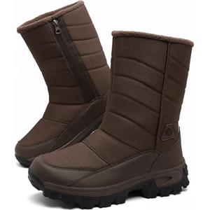 Topwolve Stivali da Neve Uomo Impermeabili Stivaletti Invernali Fodera Pelliccia Calda con Cerniera All'aperto Antiscivolo Doposci,Marrone,43 EU