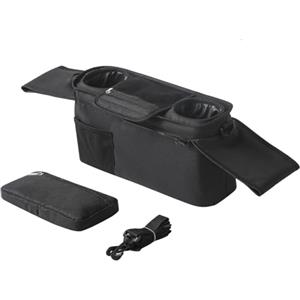 Generic Organizer per passeggino con 2 portabicchieri isolati, impermeabile Oxford per passeggino, tasca staccabile, tracolla regolabile, borsa portatile per gli oggetti essenziali del bambino (1 pezzo)