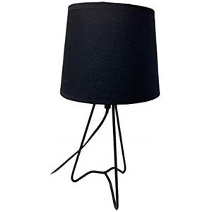 Vetrinein rete Vetrineinrete® Lampada da comodino treppiedi base in metallo lume da tavolo nero moderno paralume in tessuto abat jour P39