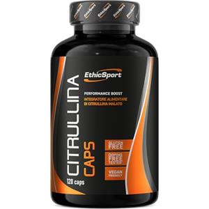 EthicSport - Citrullina Caps - Barattolo da 120 cps - Integratore alimentare di Citrullina Malato 2:1, ideale nei protocolli pre-workout. Formula tecnica e flessibile