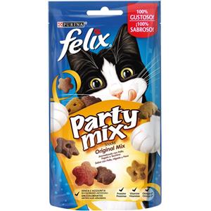 Purina Felix Party Mix Snack Gatto - Pollo, Fegato e Tacchino, 60 Gr - Mix Colorato e Gustoso con Proteine e Vitamine