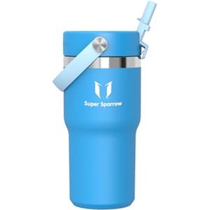 Super Sparrow Sparrow Borraccia Termica Bambini Ragazza - 620ml - Twistpath Borracce Termiche con Tappo Flex con Cannuccia - Senza BPA & Perdite Bottiglia Acqua - Inox Per Portabevande