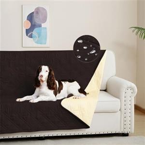 DUJUIKE Copridivano 100% impermeabile per cani, coperta per animali domestici, protezione per mobili per bambini e animali domestici, con fondo antiscivolo, per 3 posti (Caffè, 173 x 208 cm)