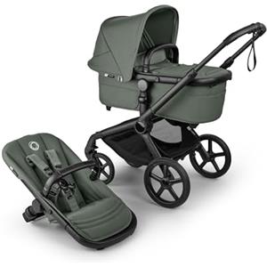 Bugaboo Fox 5 Renew, Passeggino Multi-Terreno 2 in 1 per Bambini, Chiusura Facile, Navicella Spaziosa, Seduta da Bambino Estensibile, Telaio Nero e Cappottina Forest Green