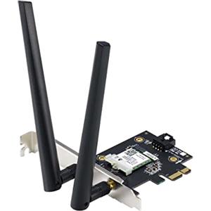 ASUS AXE5400 Adattatore WiFi 6E PCI-E con 2 Antenne Esterne, Supporta Banda 6GHz, 160MHz, Bluetooth 5.2, Sicurezza di Rete WPA3, OFDMA e MU-MIMO, Nero