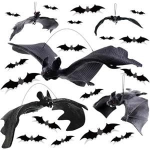 Sasibiyb 65 Pezzi Pipistrelli da Appendere Pipistrelli 3D Appendere Pipistrelli Neri da Appendere Decorazione di Halloween Pipistrello 3D Adesivi per Feste di Halloween, Decorazione Della Casa Infestata